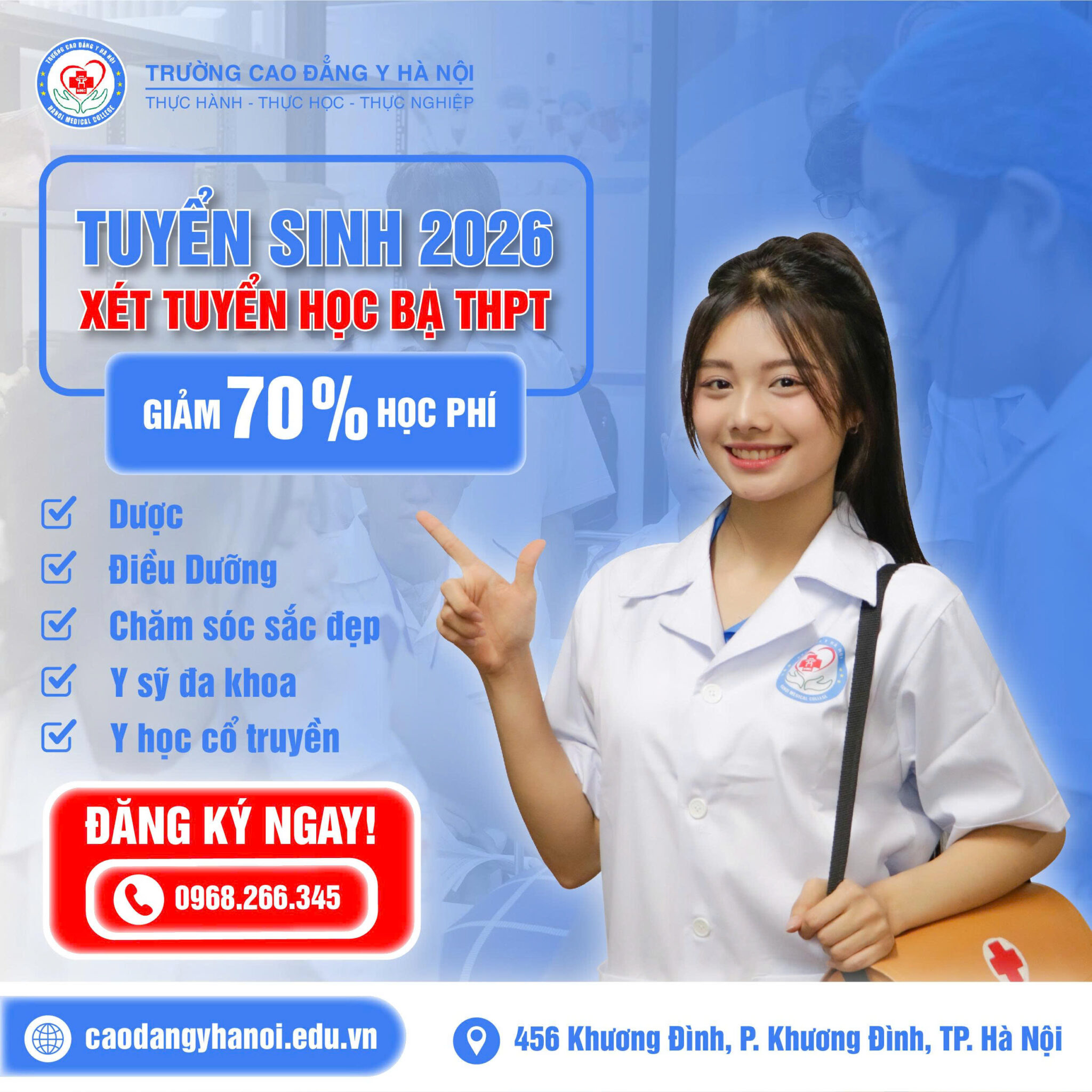 CAO ĐẲNG Y HÀ NỘI CÓ NHIỀU CƠ SỞ TẠI CÁC QUẬN TRUNG TÂM